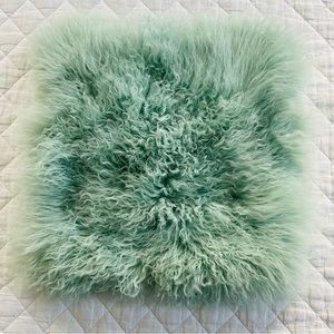 Bloomingville Mongolian Lamb Dyed Fur Pillow Turquoise